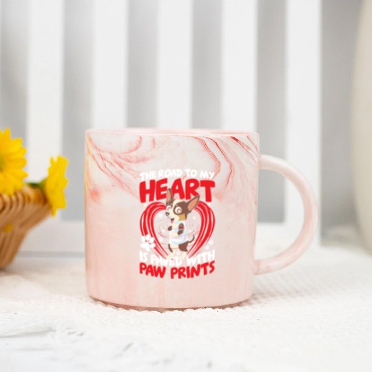 The Road To My Heart Is Paved with Paw Prints Marble Mugs