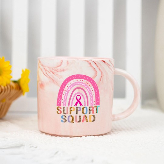 Support Squad Leopard Pink Warrior Breast Cancer Marble Mugs