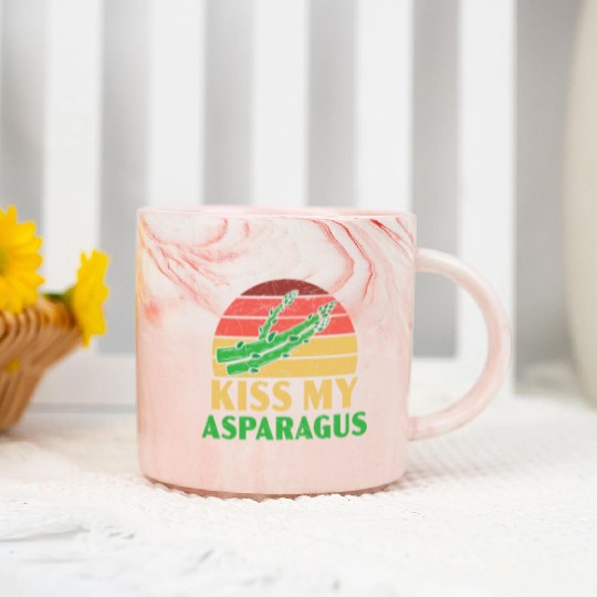Kiss My Asparagus Lover Vegan Vegetable Vegetarian Marble Mugs