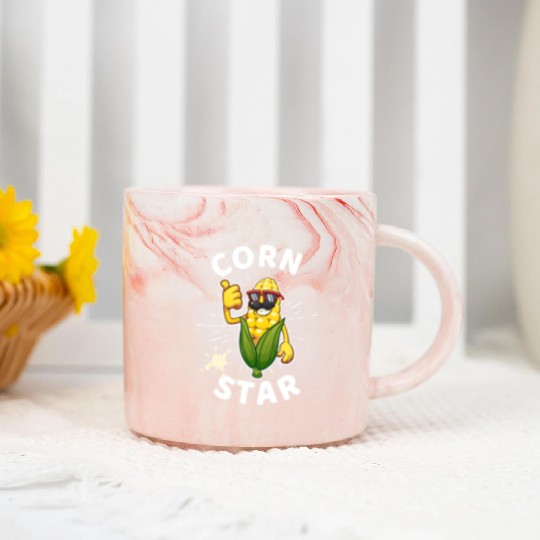 Funny Corn Star Sunglasses Mustache big Postal Service Marble Mugs