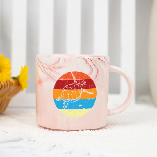 Retro Sea Turtle For Turtle Lover Marble Mugs