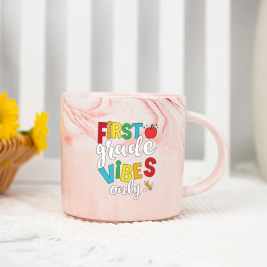 First Grade Vibes Only Elementary Teacher Marble Mugs