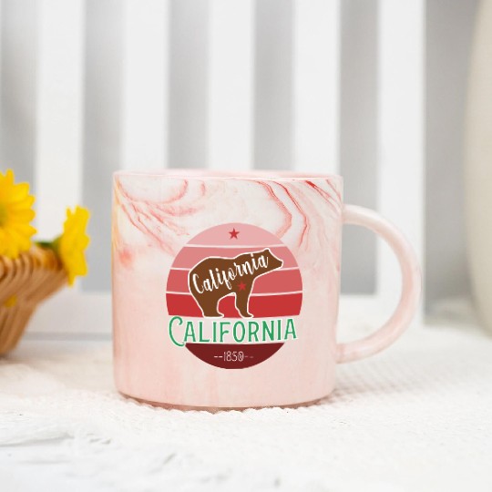 California Bear Flag Marble Mugs