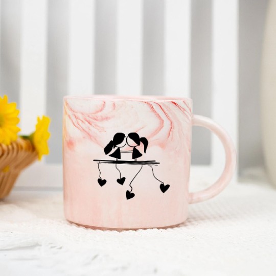 lesbian couple love symbol Marble Mugs