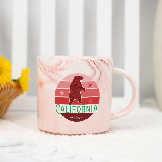 California Bear Flag Marble Mugs
