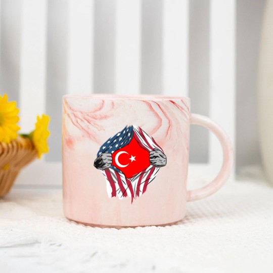 USA Turkey friendship flags design Marble Mugs