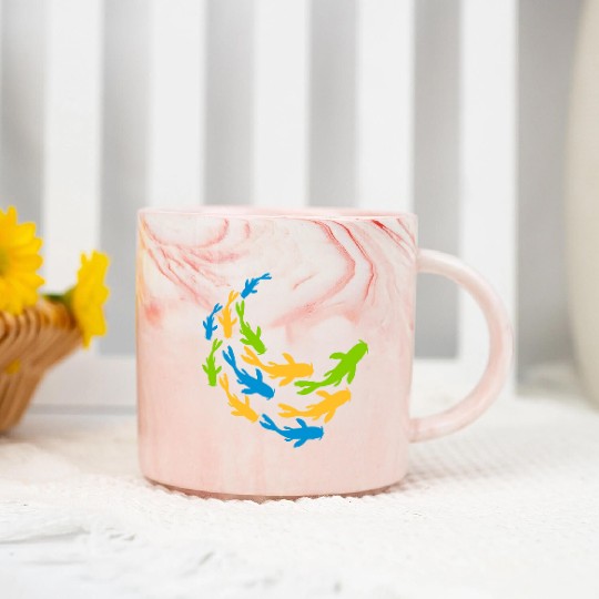 colorful shoal koi fish Marble Mugs
