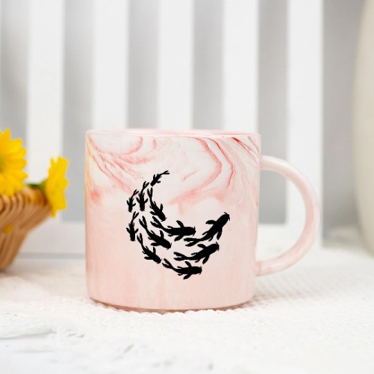 school silhouette koi fish Marble Mugs