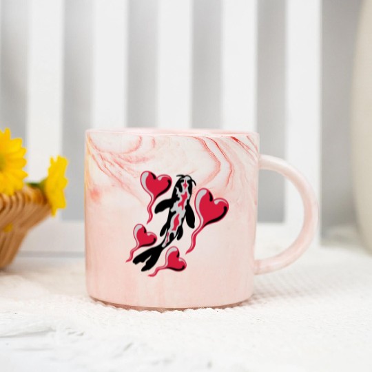 hearts koi fish nishikigoi Marble Mugs