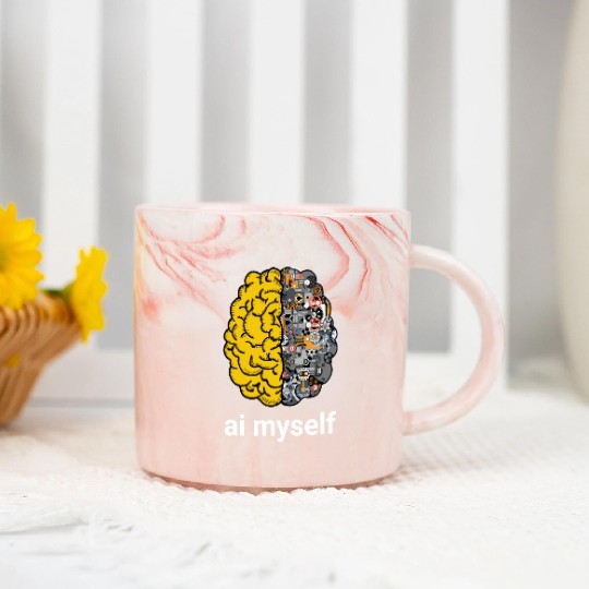 Human Machine Brain - Next Step in Evolution - AI Marble Mugs