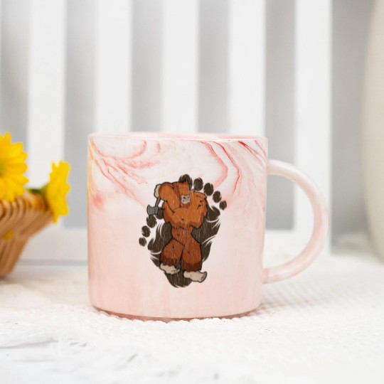 Bigfoot Axe Throwing Sasquatch Throwing Axe Marble Mugs