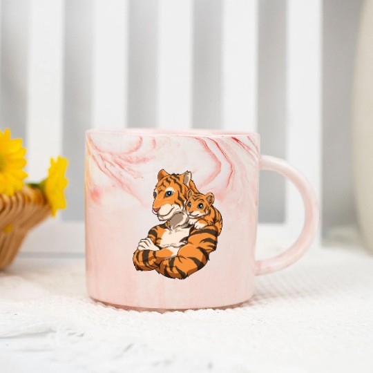 Strong Tiger with Tiger Kid for a Tiger lovers Marble Mugs