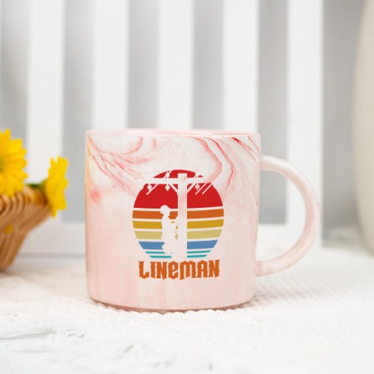 Lineman Retro Vintage Marble Mugs