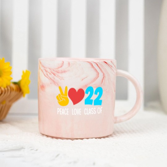 Senior High School Peace Love Class Of 2022 Marble Mugs