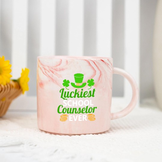 Luckiest School Counselor Ever St. Patrick's Day Marble Mugs