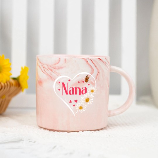 Nana Daisy Flower Heart Women Grandma Marble Mugs