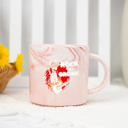 Halloween Cowboy Skeleton Rocker Hand Rock Marble Mugs