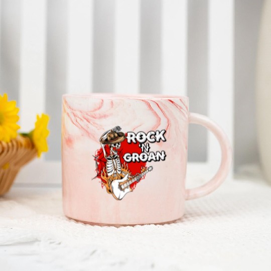 Halloween Cowboy Skeleton Rocker Hand Rock Marble Mugs