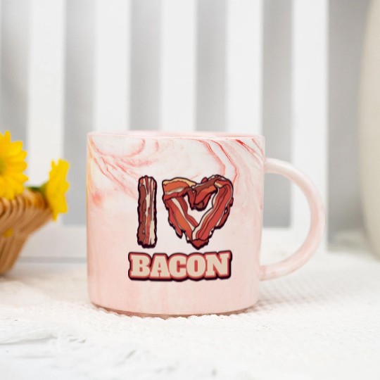 I Love Bacon Themed Words Funny American Meal Marble Mugs