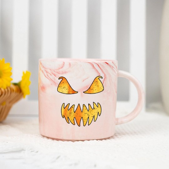 Retro Jack O Lantern Scary Carved Pumpkin Face Marble Mugs