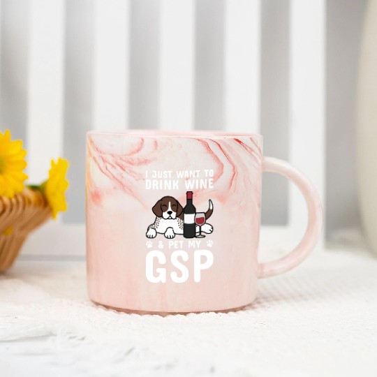 Drink Wine And Pet My German Shorthaired Pointer Marble Mugs