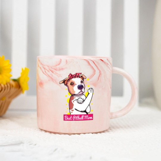 Retro Pitbull Dog Mom Lover Cartoon Marble Mugs