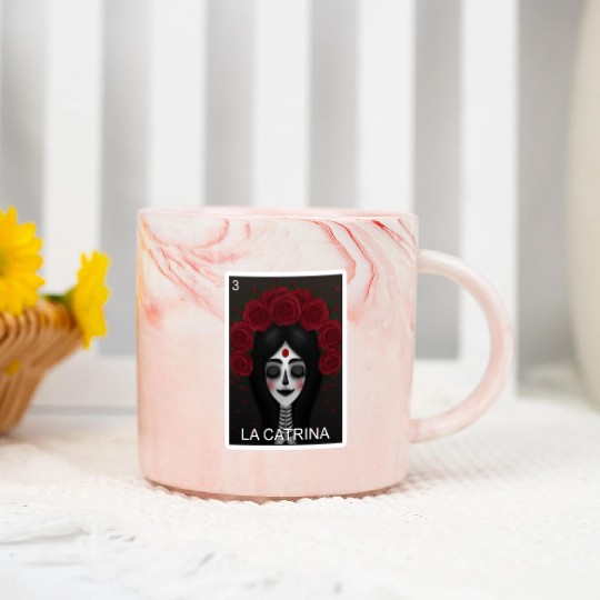 La Catrina Card Day Of Dead Mexican Lottery Card Marble Mugs
