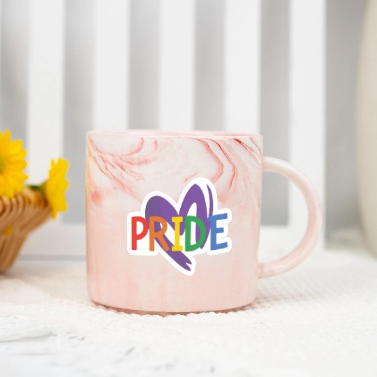 Pride Month LGBTQ Sticker Marble Mugs