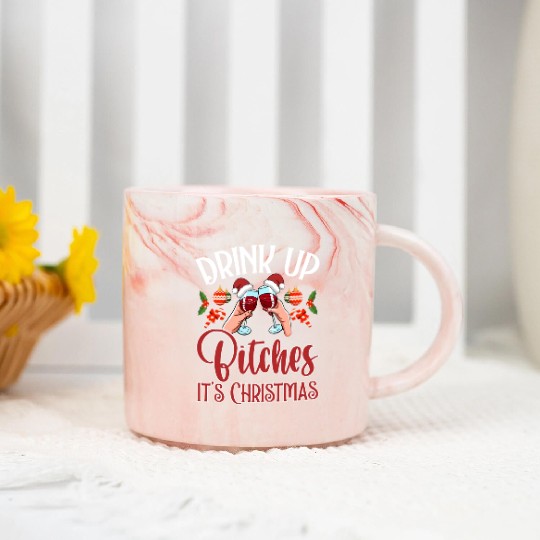 holiday, reindeer, carol, design, trees Marble Mugs