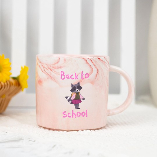 Girl raccoon back to school Marble Mugs
