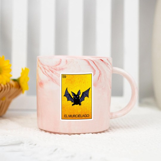 El Murcielago Bat Card Mexican Lottery Card Marble Mugs