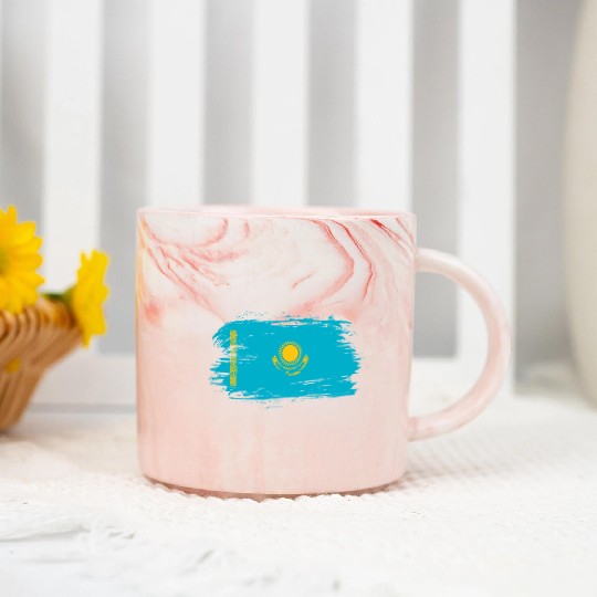 Kazakhstan flag Marble Mugs