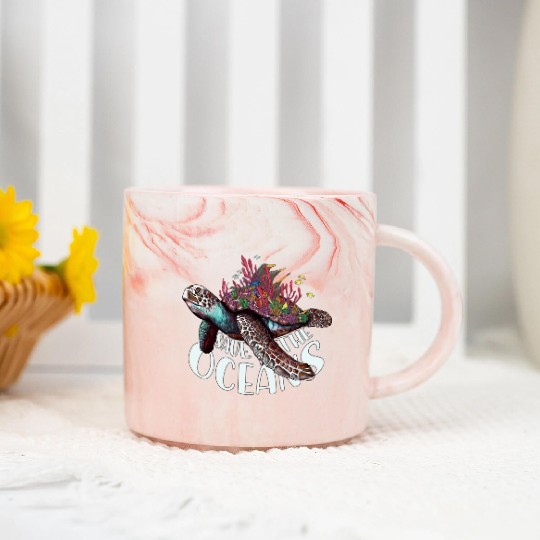 Save The Ocean Sea Turtle Reefs Cartoon Marble Mugs