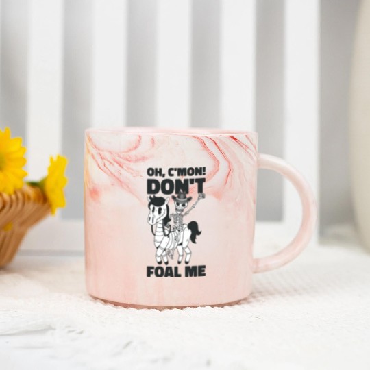 Halloween Cowboy Skeleton Foal Horse Riding Marble Mugs