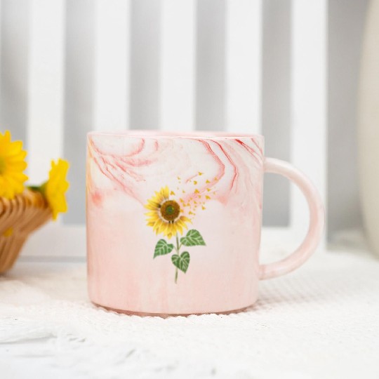 Sunflower Birds Cute Floral Birdwatching Marble Mugs
