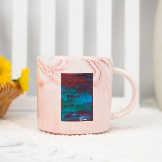 Abstract Red Green Minimalist Painting Marble Mugs