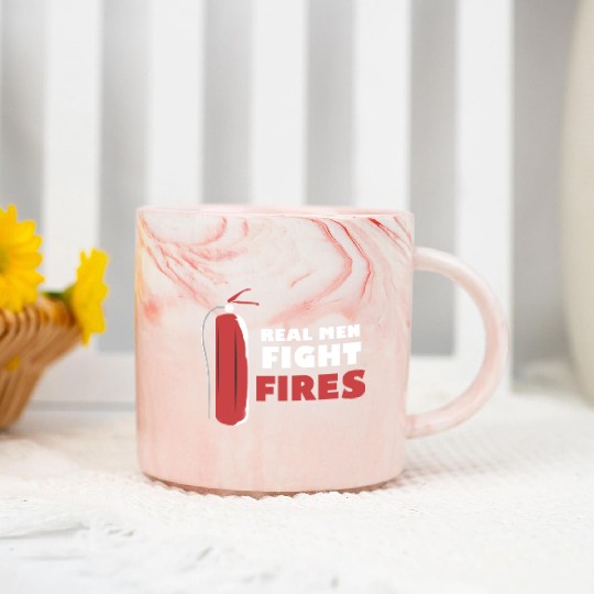 Real Men Fight Fires Funny Rescuers Fire Truck Lov Marble Mugs
