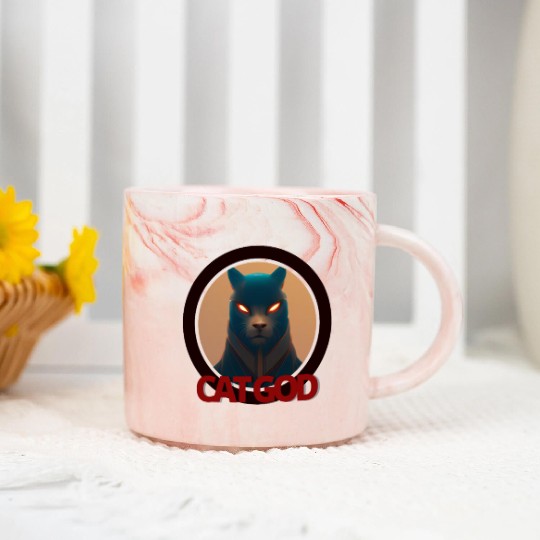 Samurai Cat God Marble Mugs