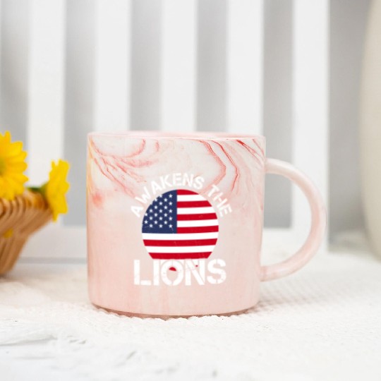 American Flag Awakens The Lion Marble Mugs