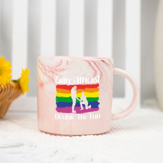 Gay LGBTQ Atheist Atheism Anti Religion Securalism Marble Mugs