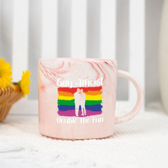 Gay LGBTQ Atheist Atheism Anti Religion Securalism Marble Mugs