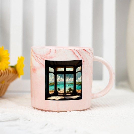 Paradise island painting Marble Mugs