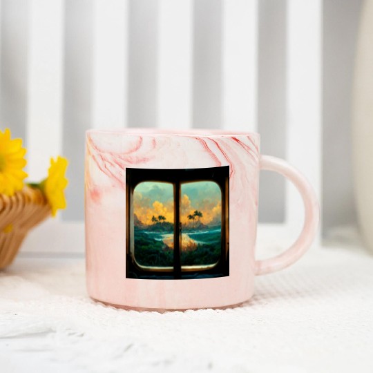 Paradise island painting Marble Mugs