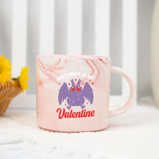 Funny Valentines Day Cryptid Cute Mothman Marble Mugs