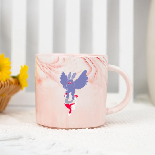 Mothman Abducting Human Goth Cryptid Funny Mothman Marble Mugs