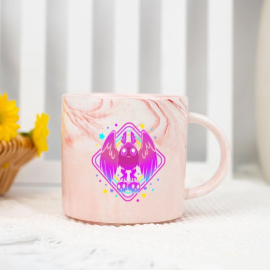 Pastel Goth Skull Aesthetic Gothic Cute Mothman Marble Mugs