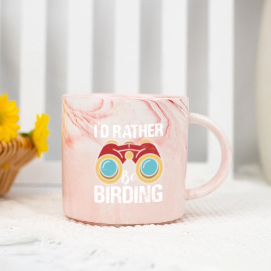 I'd Rather Be Birding Bird Lover Birdwatching Marble Mugs