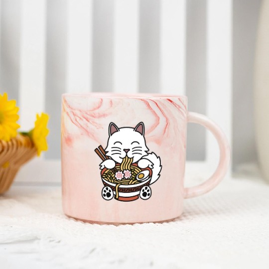 Persian Cat Ramen Noodles Marble Mugs