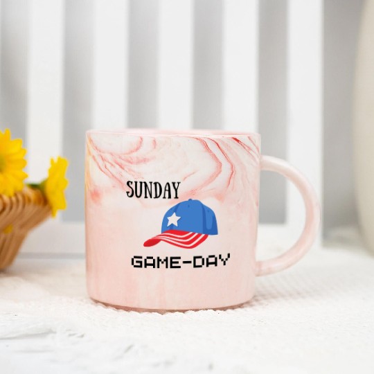 GAME Day Sunday Cute on Holiday Marble Mugs