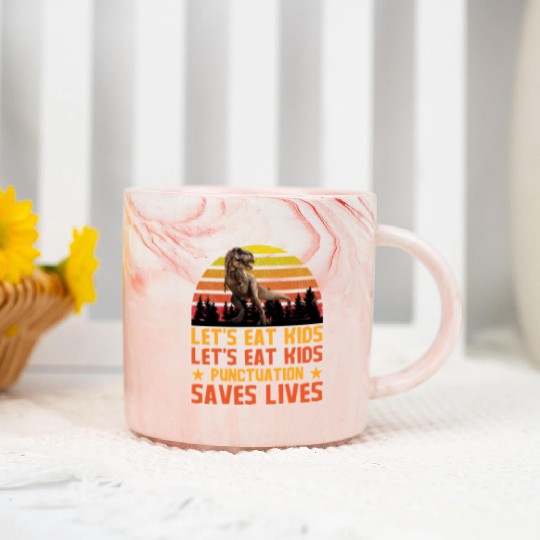 Let's Eat Punctuation Saves Lives Grammar Teacher Marble Mugs